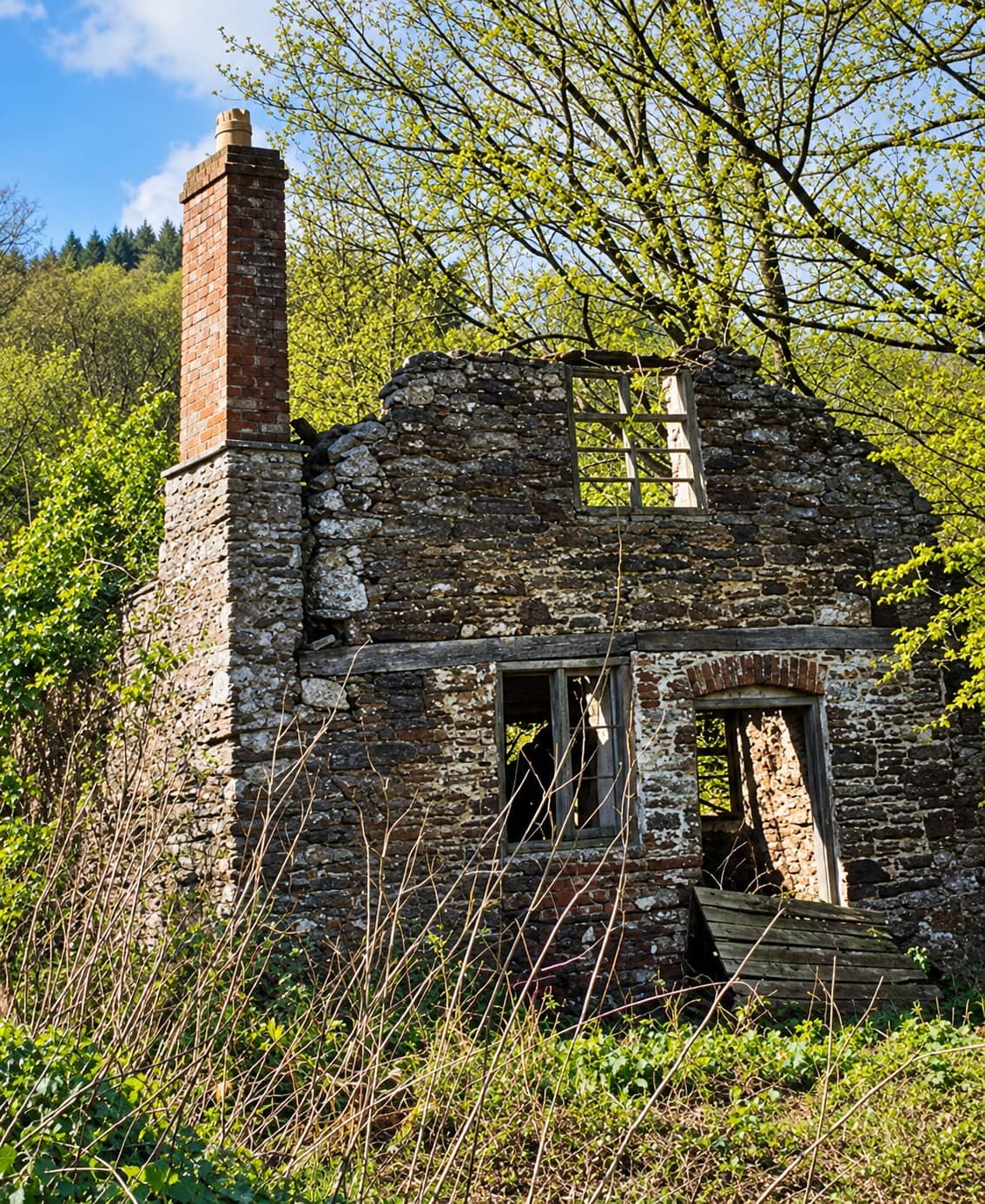 The ruin of the original farm house in the grounds at Ruthlin